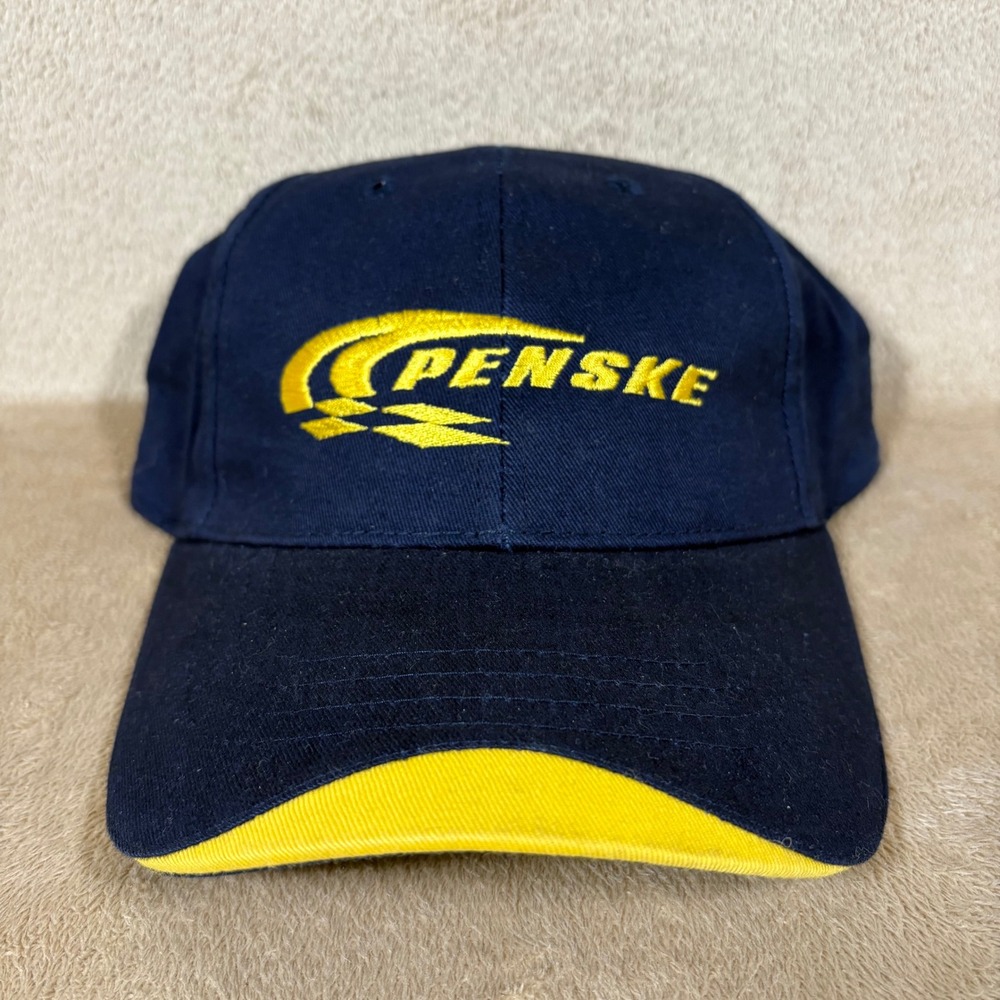 90's Penske‎ Velcro Strap Hat Blue/Yellow Hit Wear Cotton
